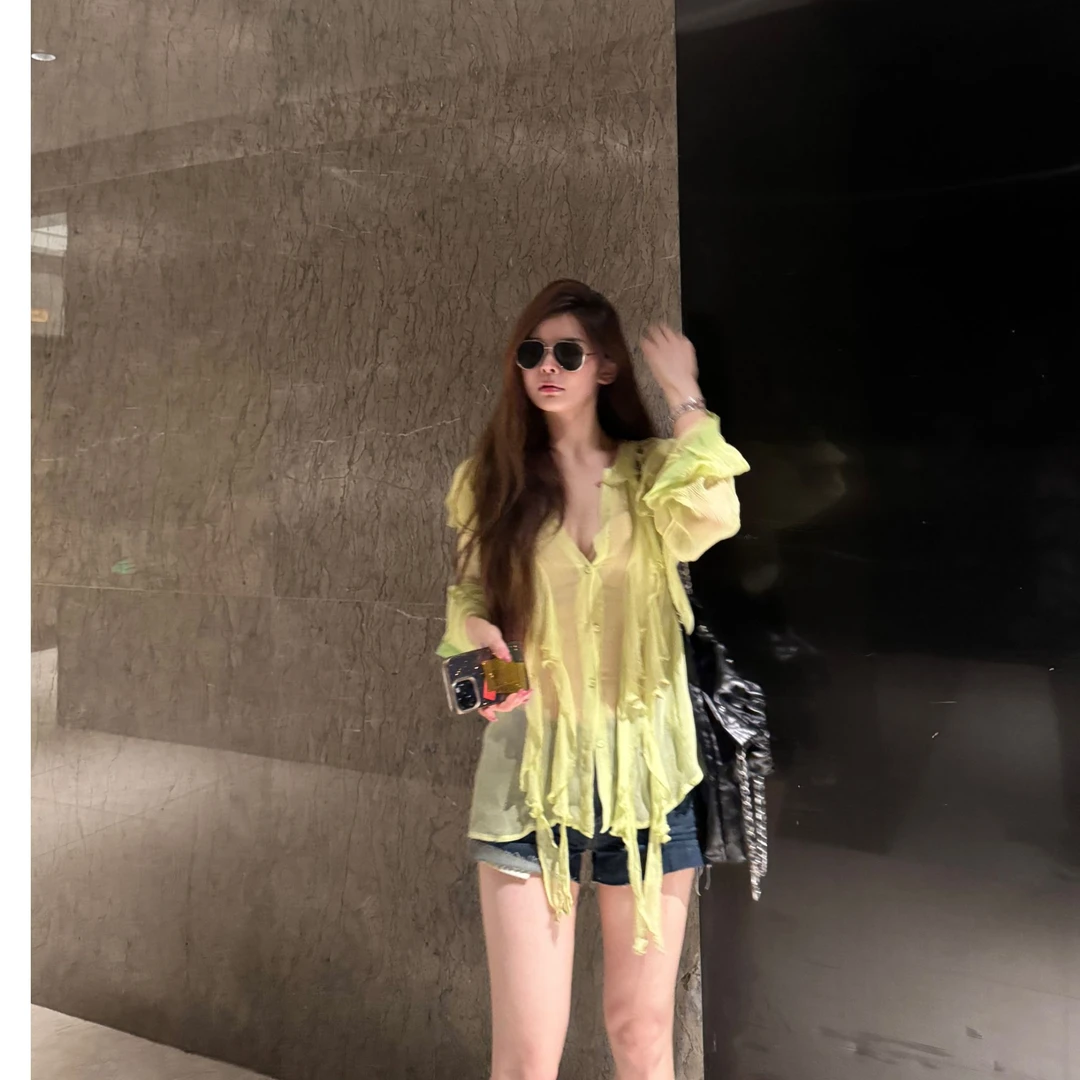 Amono-【清新淡雅】夏日轻薄纸片人荷叶边打底衫