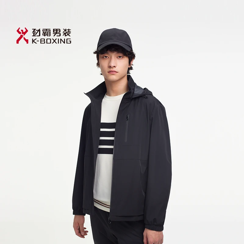 K-boxing/劲霸男装秋季时尚休闲通勤连帽挺括夹克外套男|VKDE1131