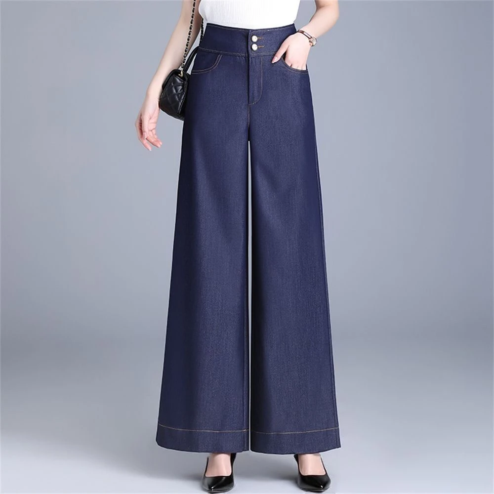 牛仔阔腿裤高腰宽松2025夏季薄款显瘦休闲裤垂感直筒裤九分裤