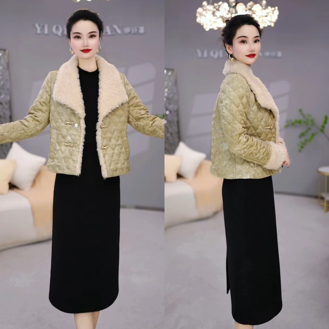 Y棉服外套+连衣裙 2025冬季加厚加绒时尚显瘦轻奢气质套装裙M-4XL