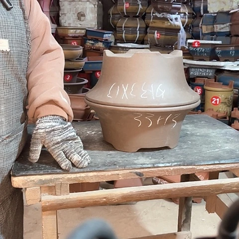 紫砂花盆四角碗盆两个