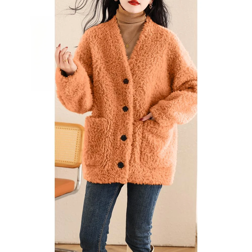 高端正宗澳洲羊毛外套皮毛一体皮草女秋冬季中长款羊剪绒皮草大衣