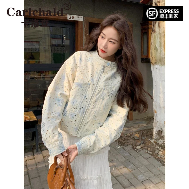 CARLCHALD卡洛查宽松、休闲、优雅的女式短外套2025春秋季新款小