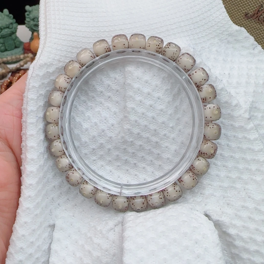 星月菩提手串白冰糖玻璃体通体留白月朗星稀8*7