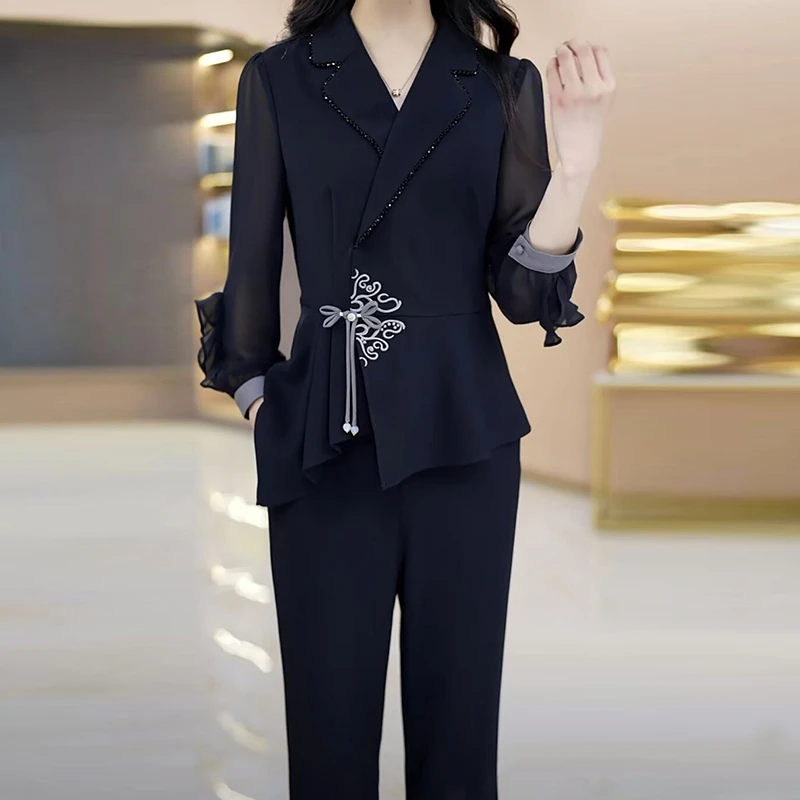 休闲俩件套2025春夏新款气质洋气遮肉上衣显瘦裤套装