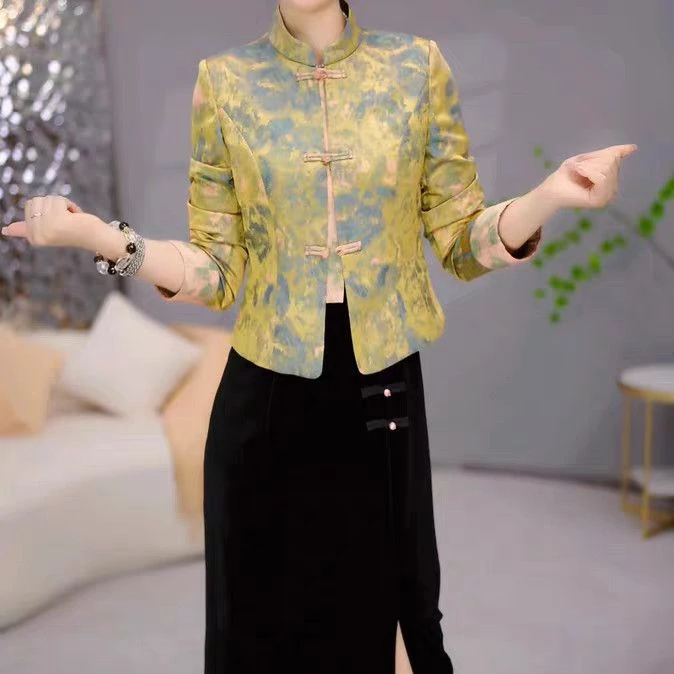 高档缎绣外套裙子两件套装礼服裙2025秋季新款新中式优雅连衣裙