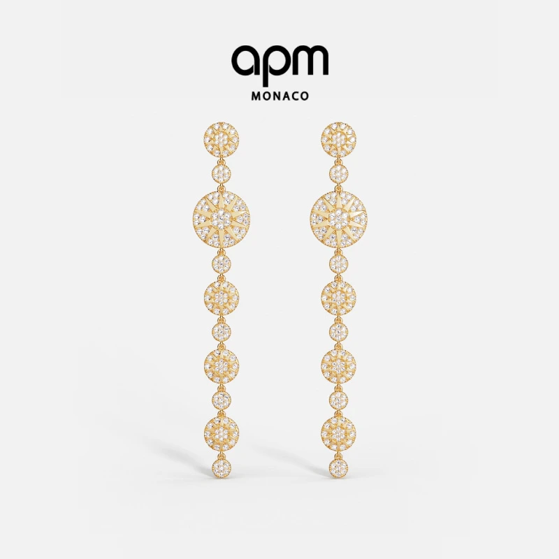APM Monaco 长款Soleil耳环垂坠设计前卫明星同款饰品高级感