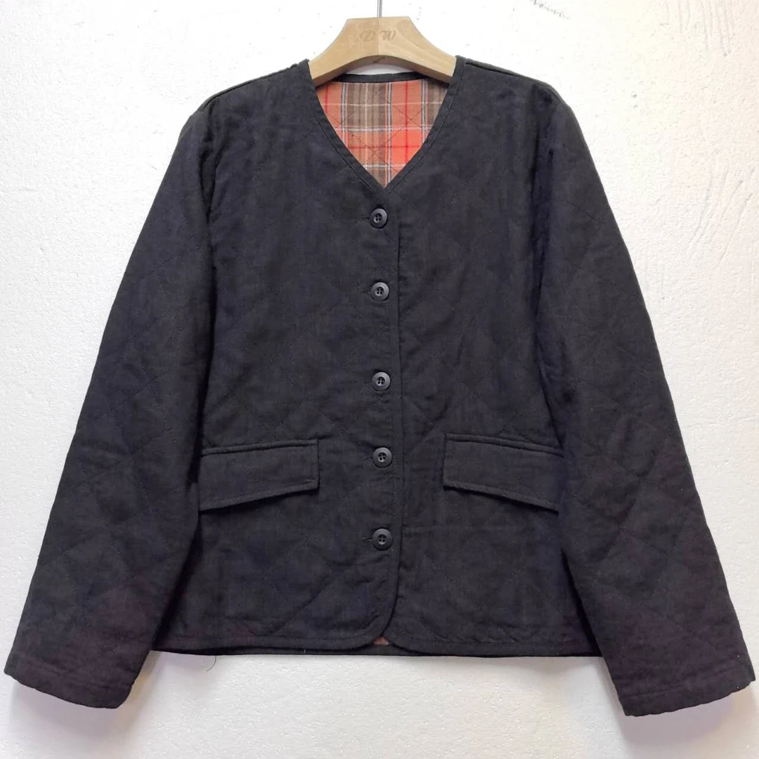 1029砂洗汉麻菱格双层外套韩版减龄气质款