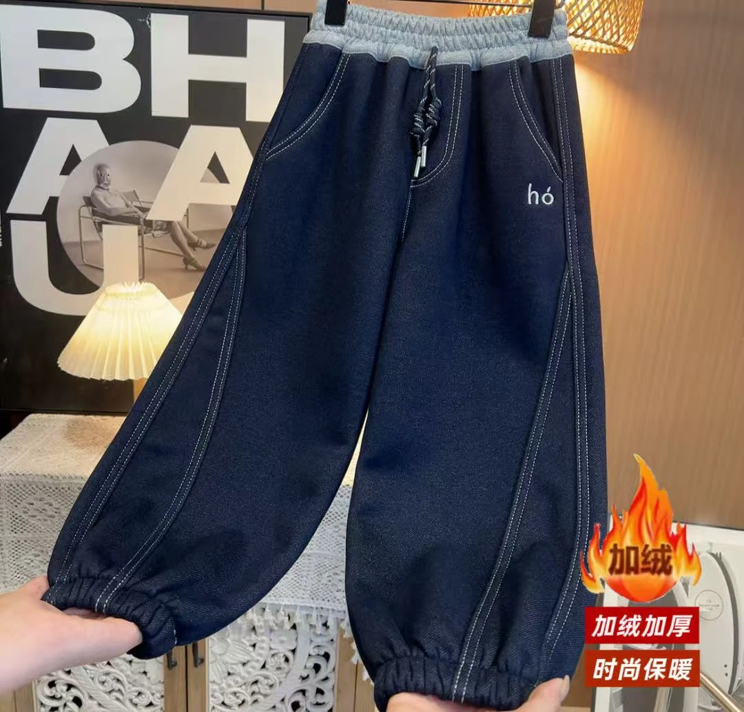 【加绒/不加绒】~2025秋冬新款男童韩版休闲拼接腰头休闲裤10936
