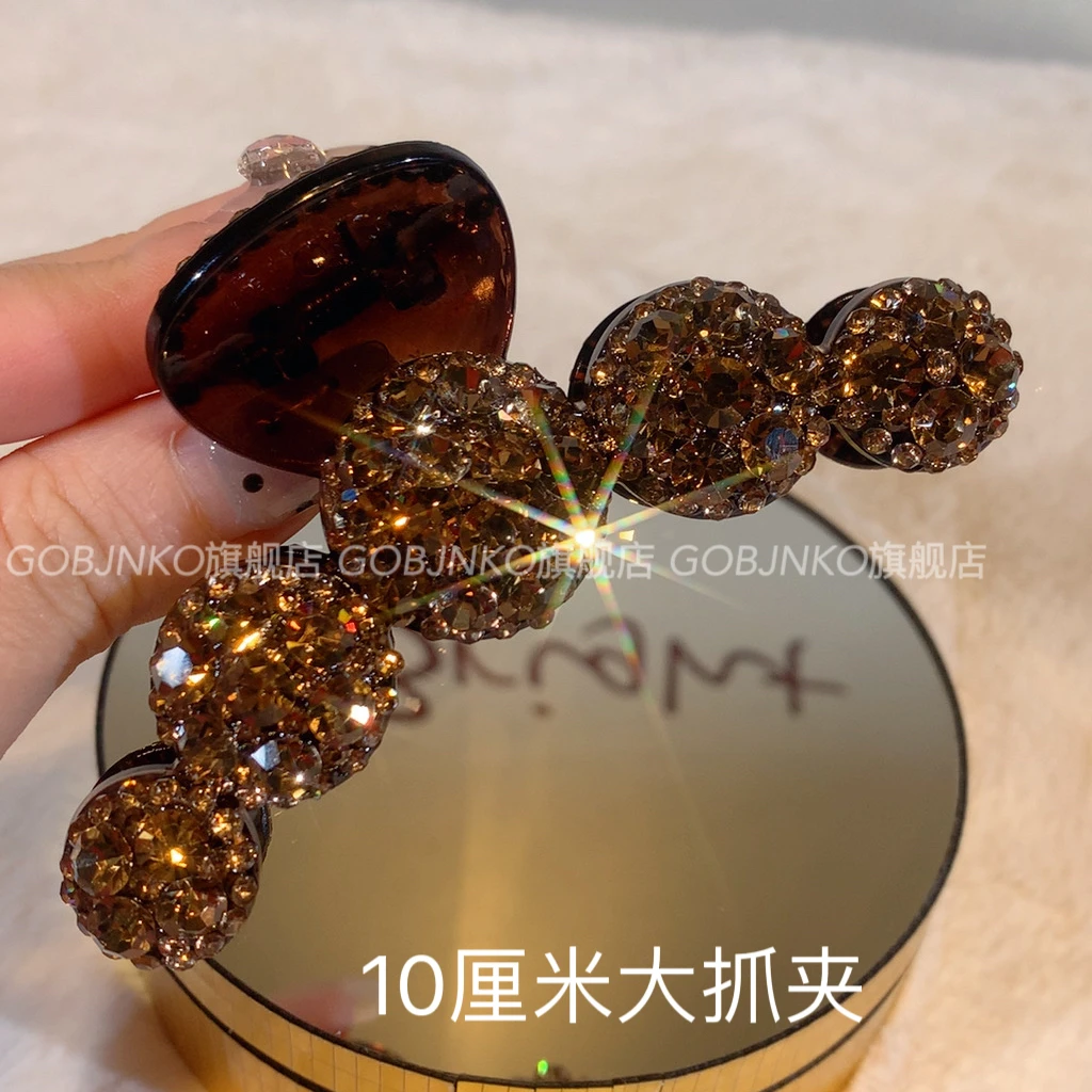 GOBJNKO抓夹女瑞丽风商务/OL法式发夹边夹百搭大抓夹轻奢满钻重工