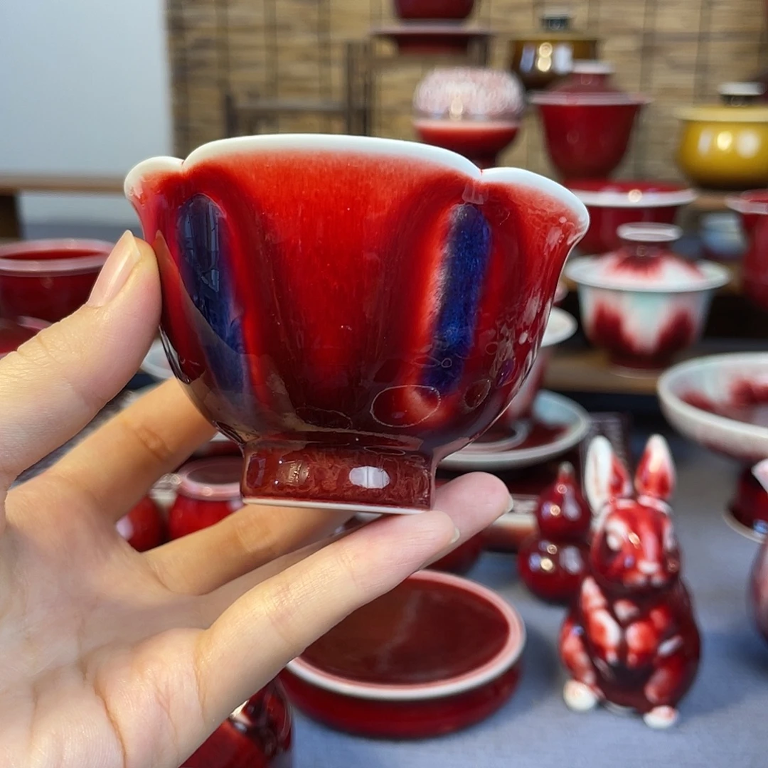 花釉 花口杯。