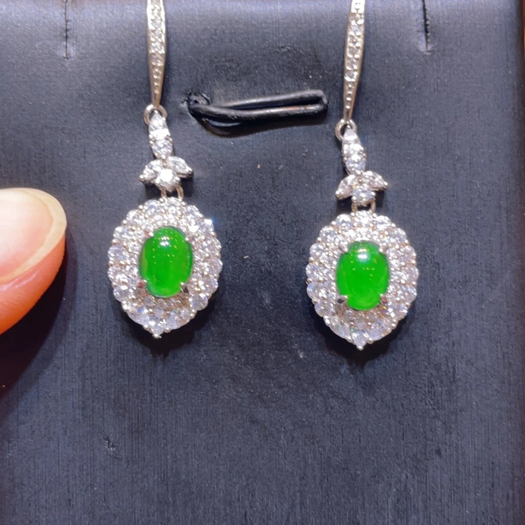 翡翠银S925镶嵌颈饰耳坠