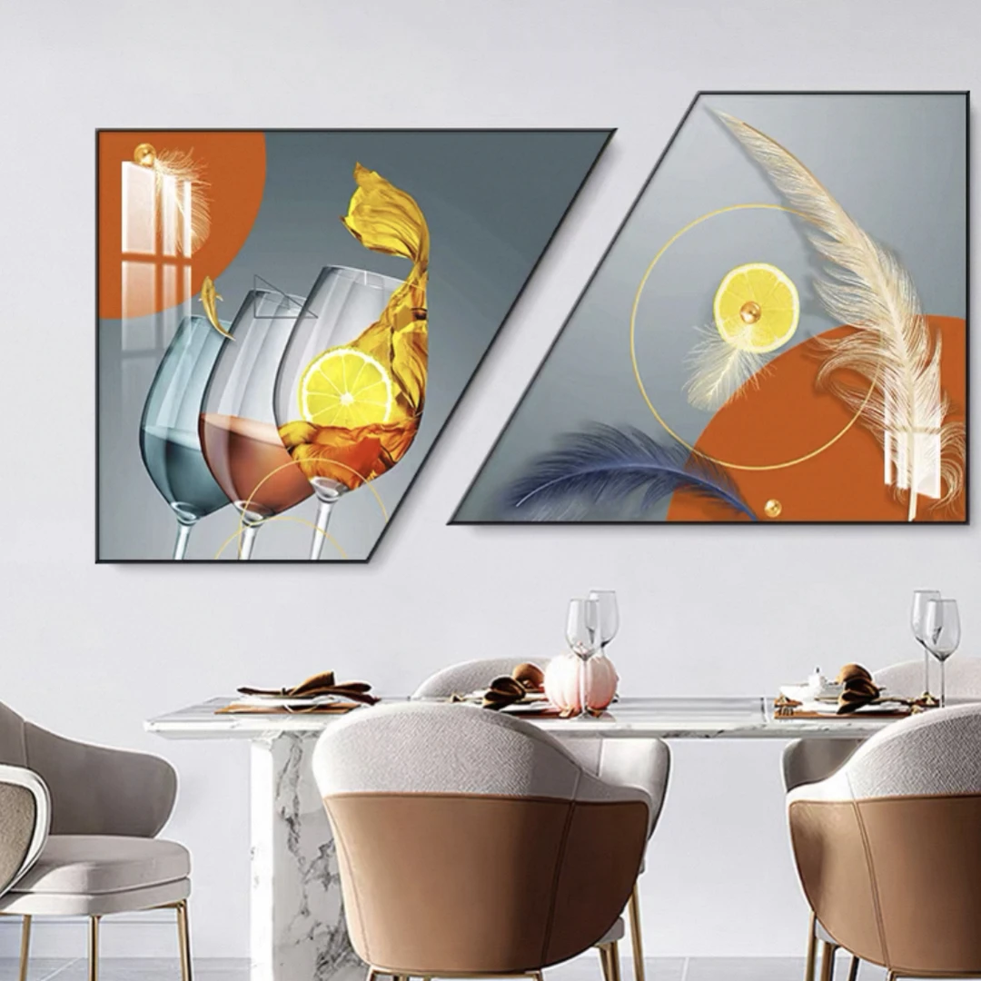 (全疆包邮)CL04简约餐厅装饰画轻奢创意酒杯组合背景墙壁画
