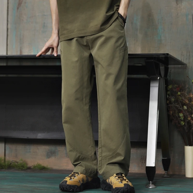 DeweLvum棉天丝莱赛尔宽松美式阔腿工装裤男潮流百搭休闲直筒裤潮