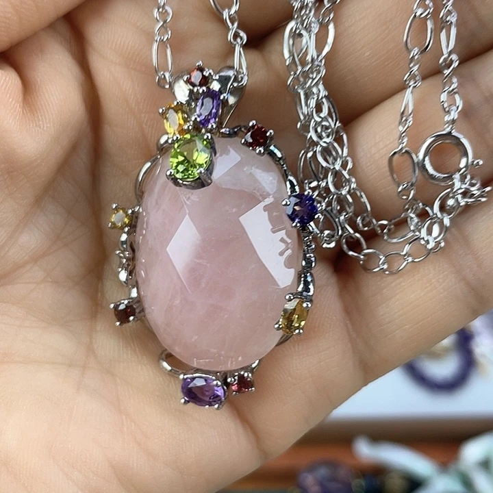 石英石铁合金银项链