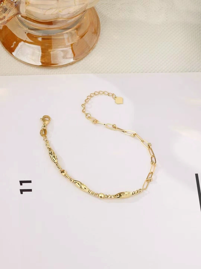 18K金橄榄珠AB手链浅金色气质轻奢时尚简约百搭精致经典