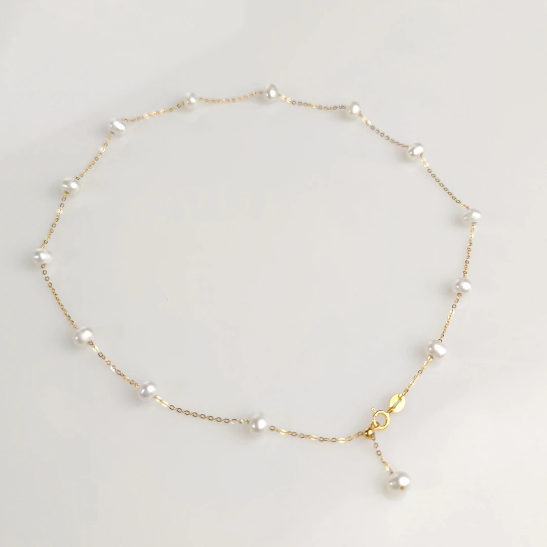 5-6mm天然淡水珍珠925银链满天星珍珠项链0667