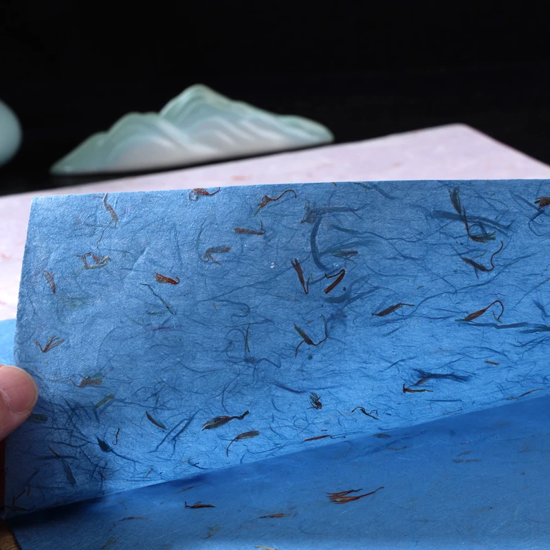 草木染雁楮红花清水云龙皮纸30*60cm50张手工半生半熟高级作品纸