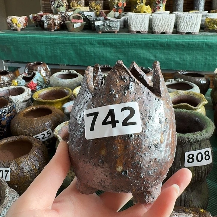 内口5高10粗陶手工