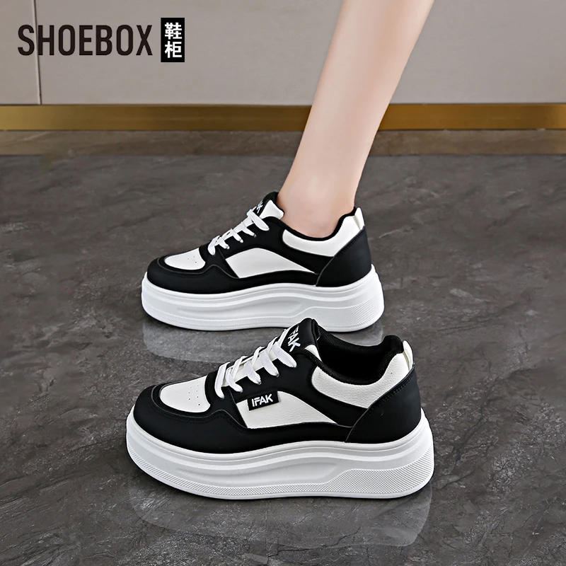 SHOEBOX鞋柜厚底小白鞋女款爆款2025款增高显瘦百搭运动板鞋