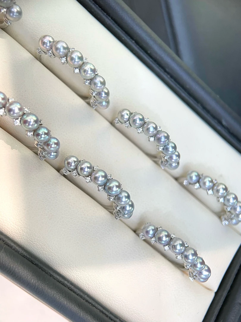 W10177丨海水珍珠真多麻戒指 4-5mm S925银 多样性发一