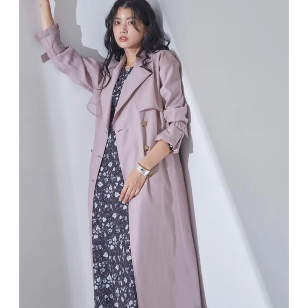 【DD外贸】春季新款 P 百搭轻奢显瘦气质防皱风衣宽松休闲外套女