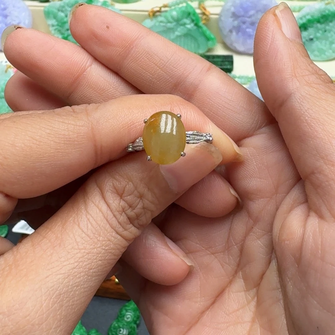 翡翠银S925镶嵌戒指翡翠戒指