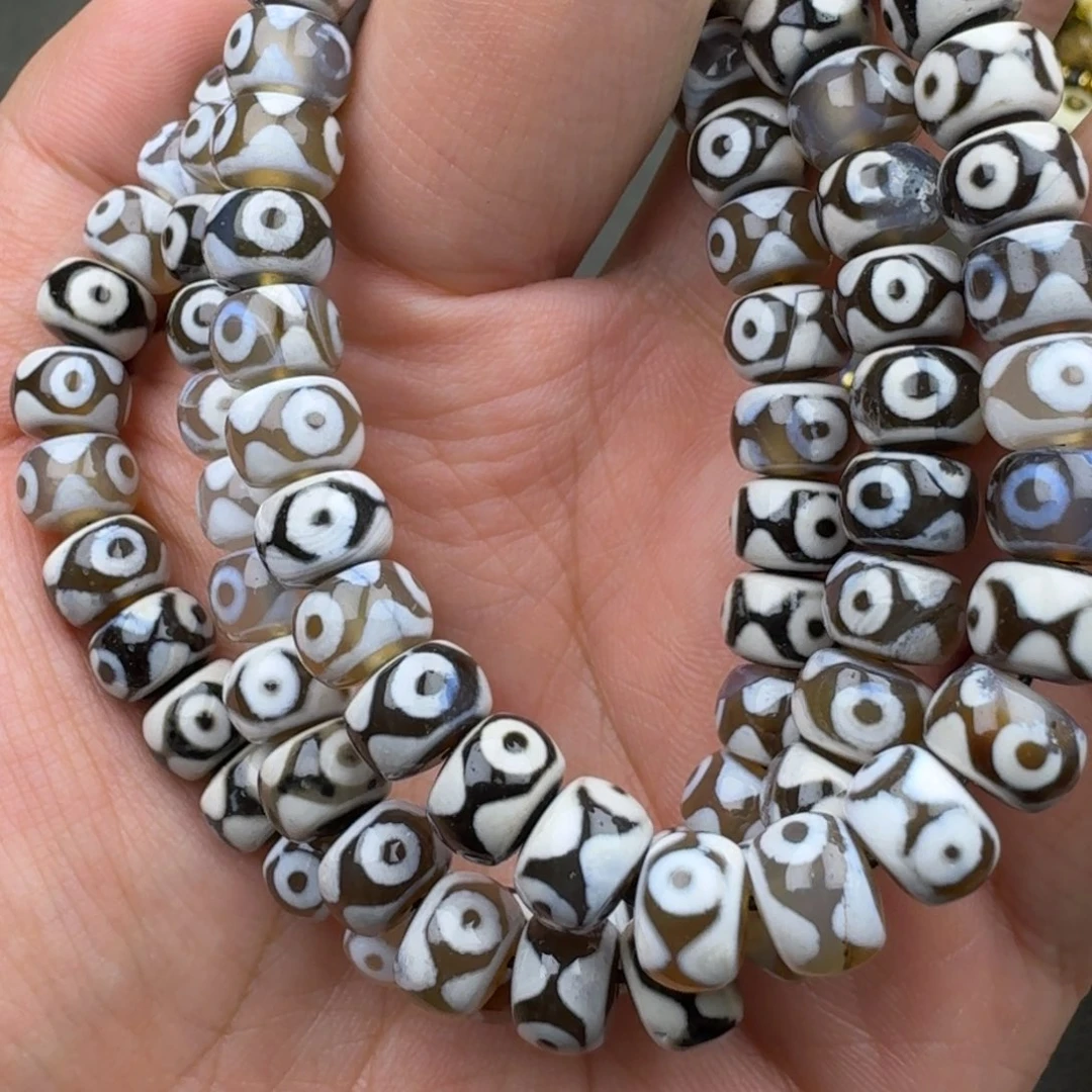 玛瑙/玉髓合金笔搁三眼珠珠药片一条随机发