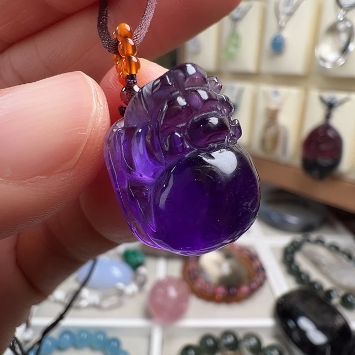 颈饰未镶嵌紫晶天然紫水晶