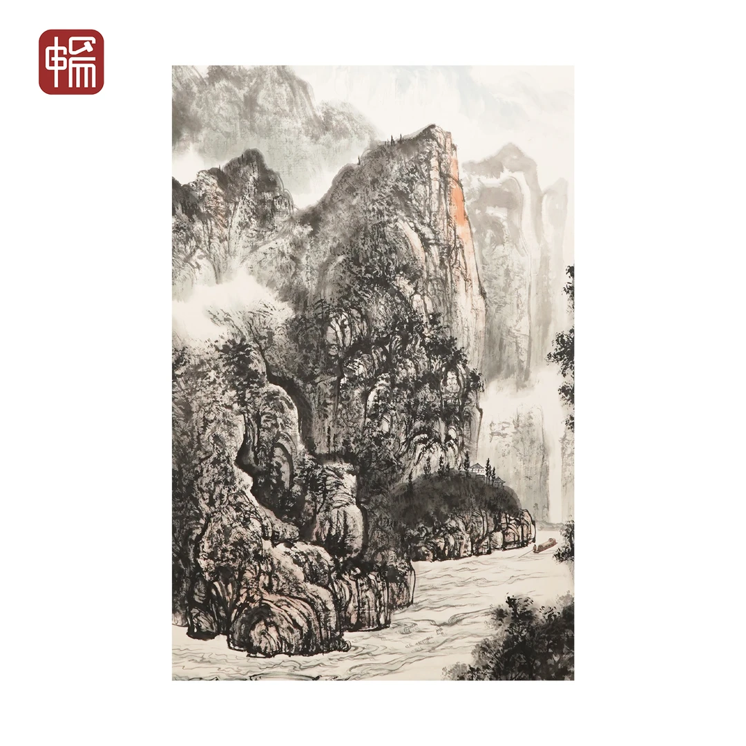 A220 现当代《峡江危崖》  108*66(6.4平尺) 纸本立轴   YM