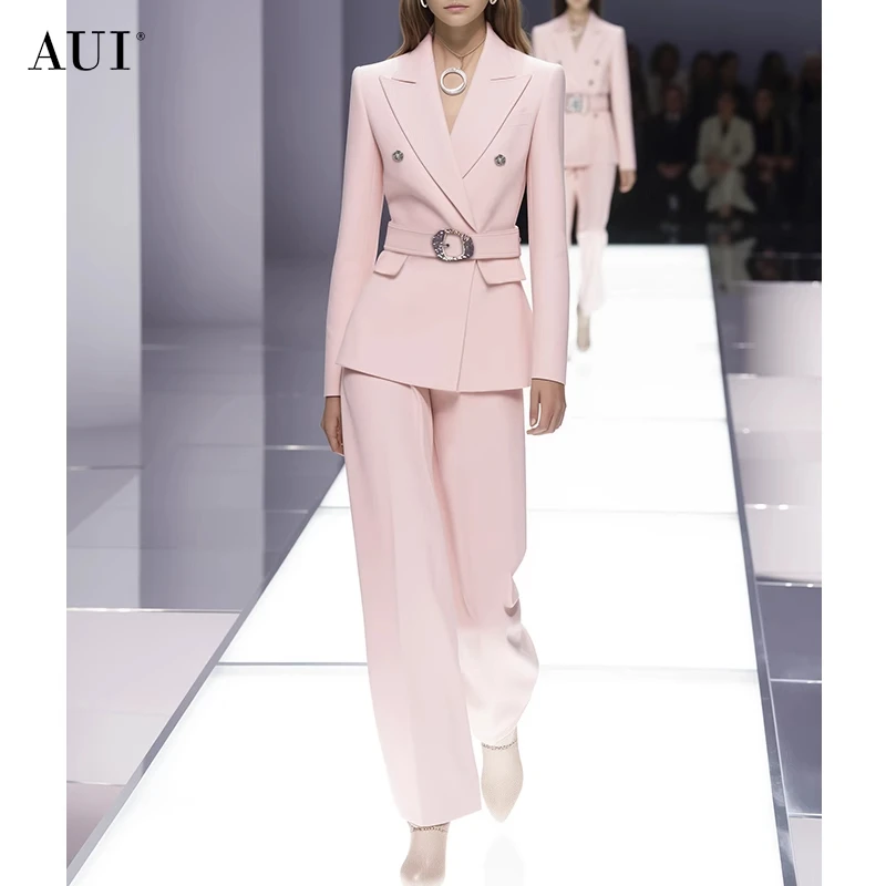 【彤彤专属】AUI粉色减龄正装西装套装西服直筒裤两件套-20240781
