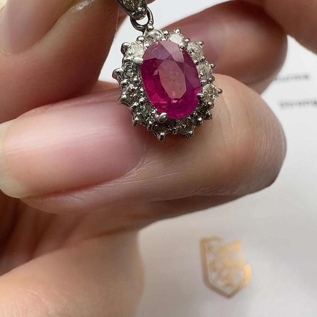 银S800镀金镶嵌颈饰红宝石