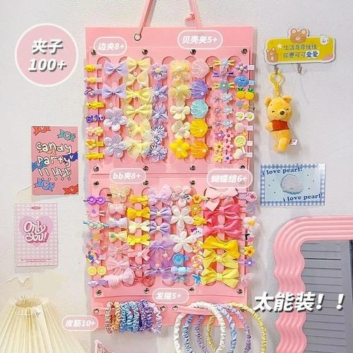 儿童发饰收纳挂袋公主可爱发卡发夹头饰收纳袋壁挂式发圈墙上新款