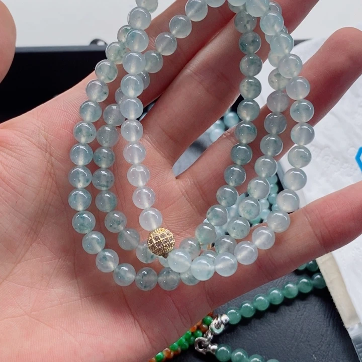 未镶嵌定制翡翠缅甸翡翠a货高冰种飘花手链项链6.6