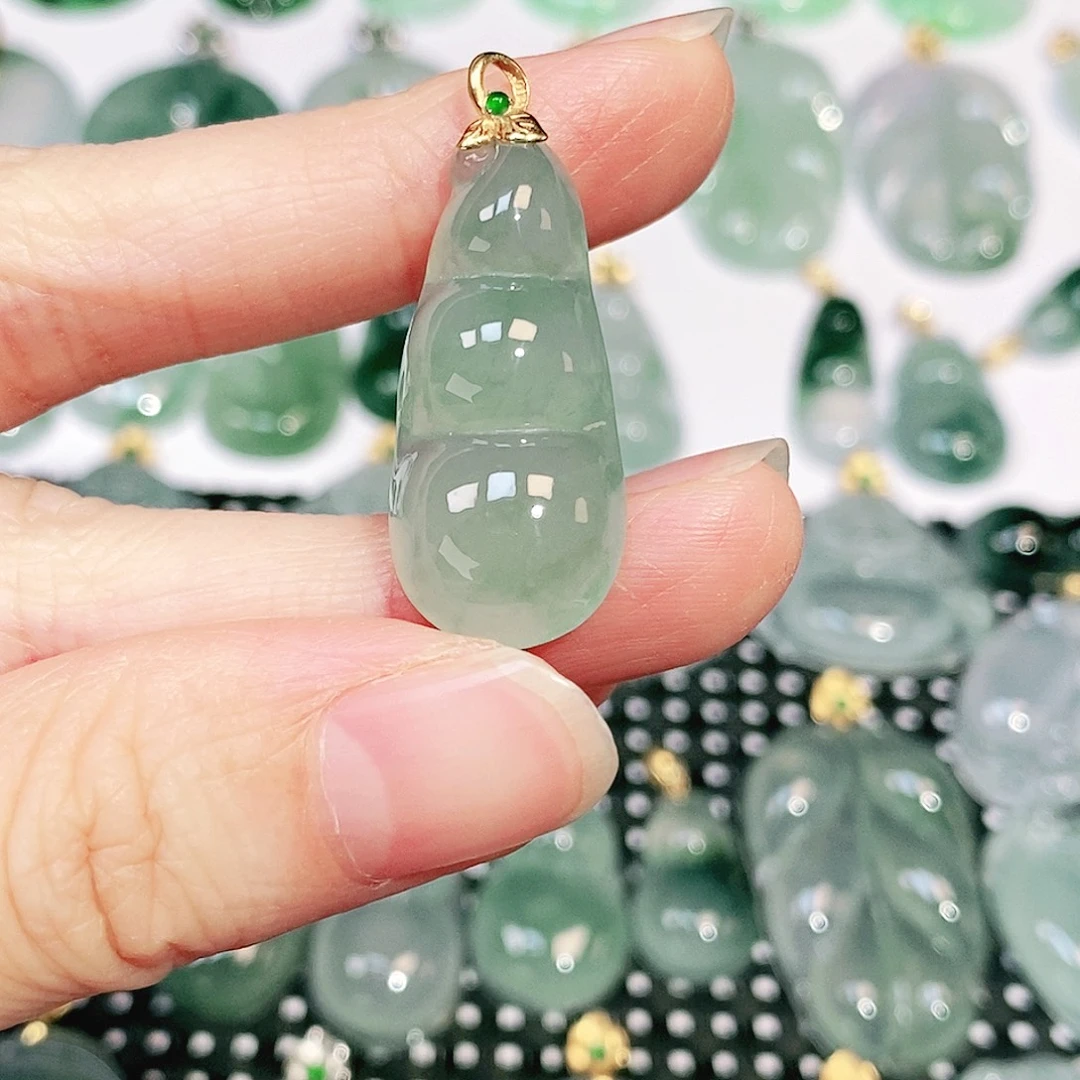 翡翠18K金镶嵌吊坠(不含链)