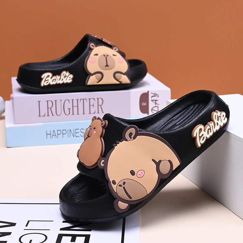 卡皮巴拉夏季外穿厚底防滑凉拖鞋卡通男童女童中大童软底耐磨