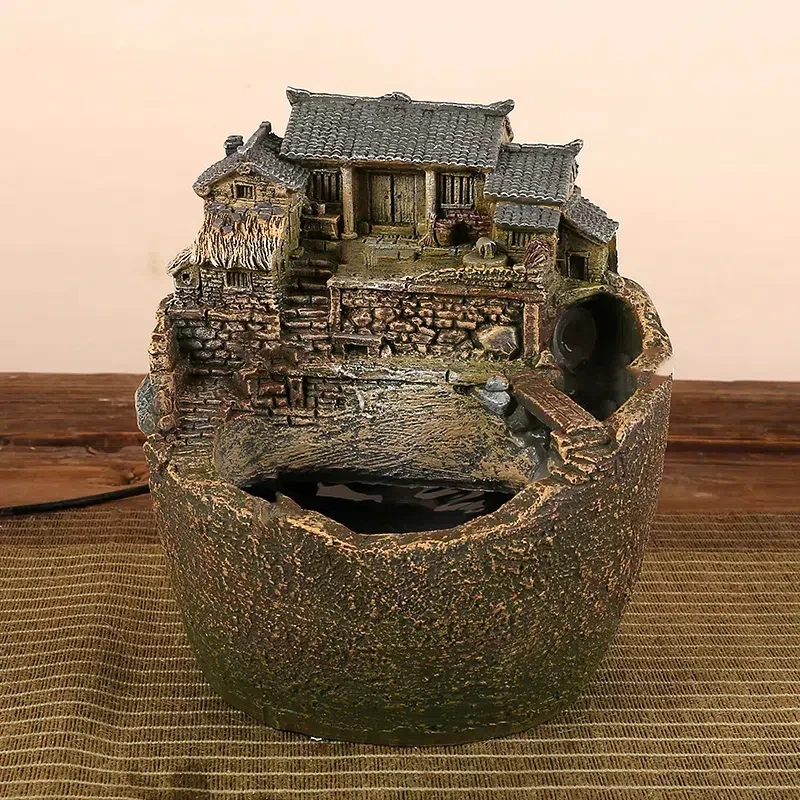 田野 乡村微缩流水造景鱼缸经典怀旧田园植物盆栽懒人亮灯