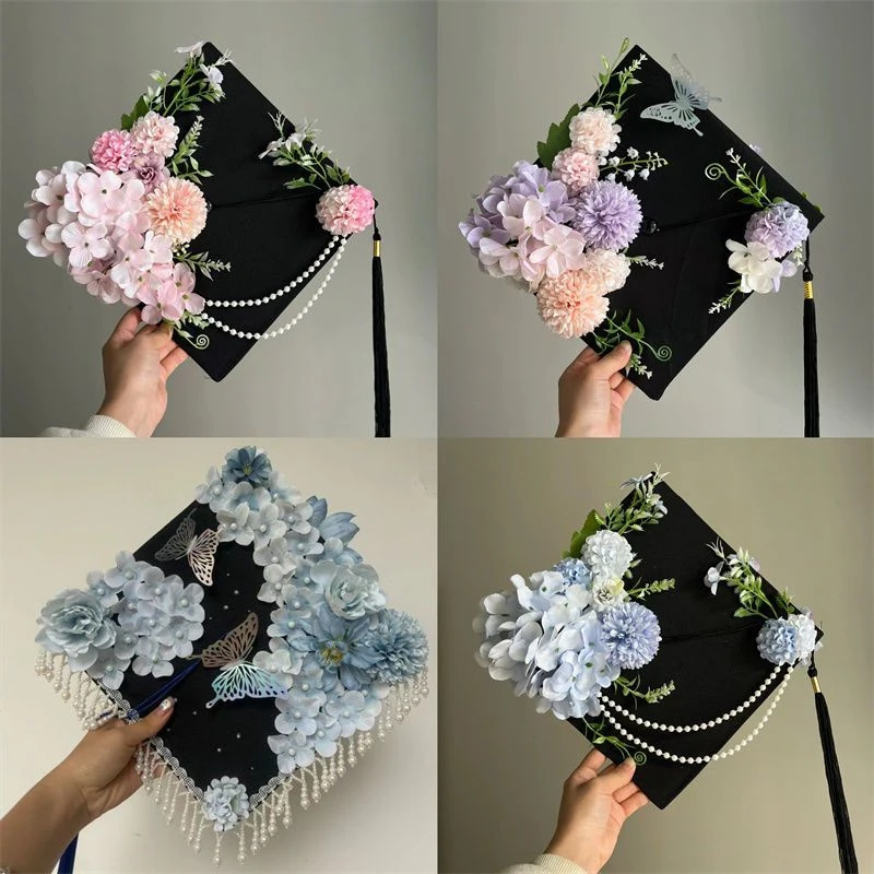 【店铺热销】diy学士帽成品高级紫色大学生毕业照硕士帽送成人