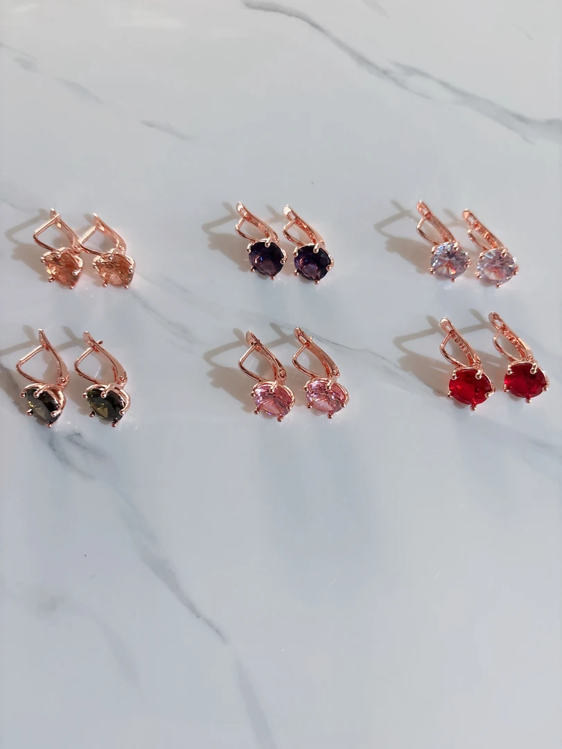 铜合金合成锆石耳饰 005小款多爪圆形时尚气质新款小精美甜美耳环