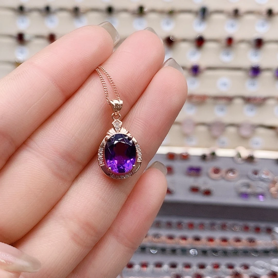 水晶颈饰银S925镶嵌吊坠