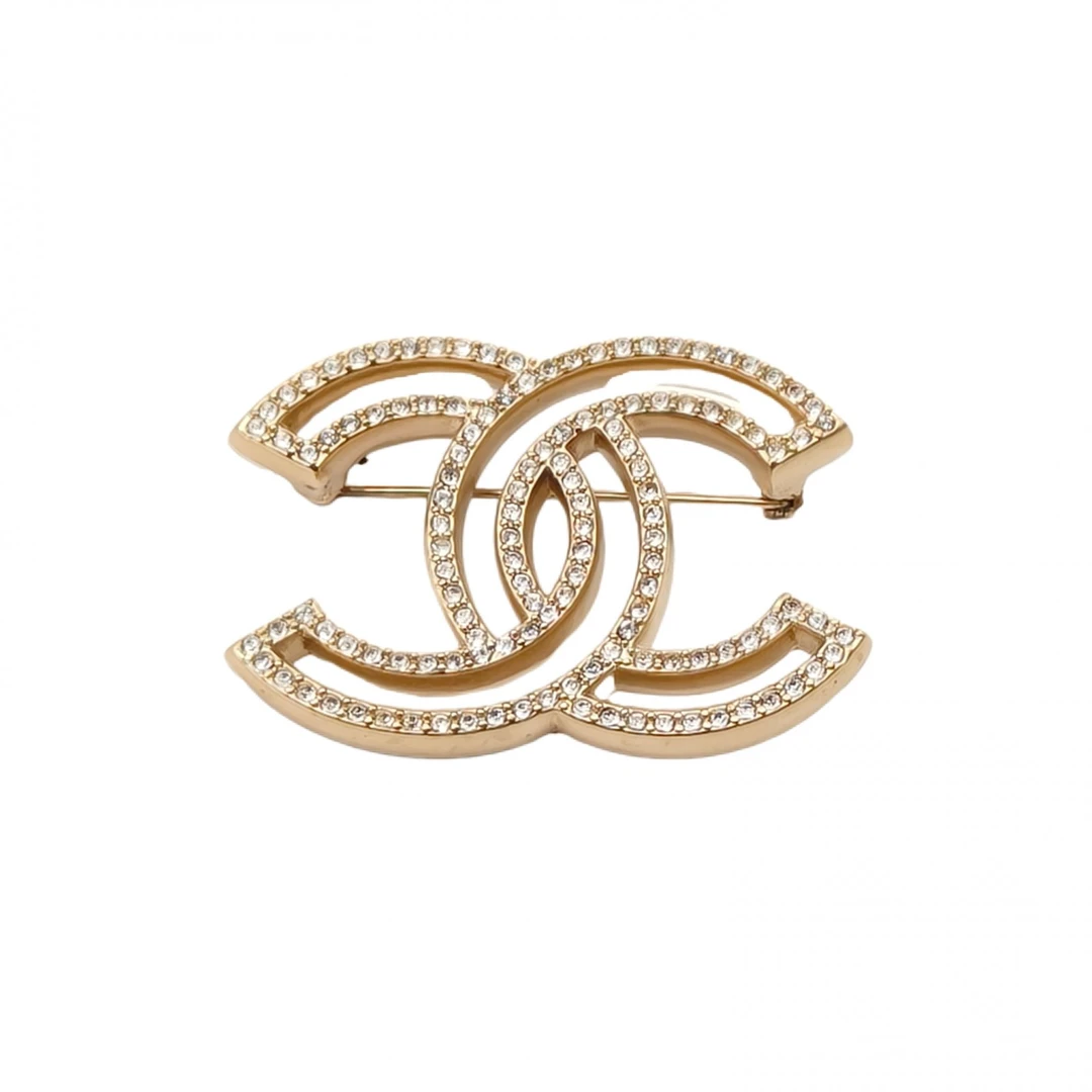 99新 Chanel/香奈儿 【念念】合金 18V 大双C 水钻 胸针