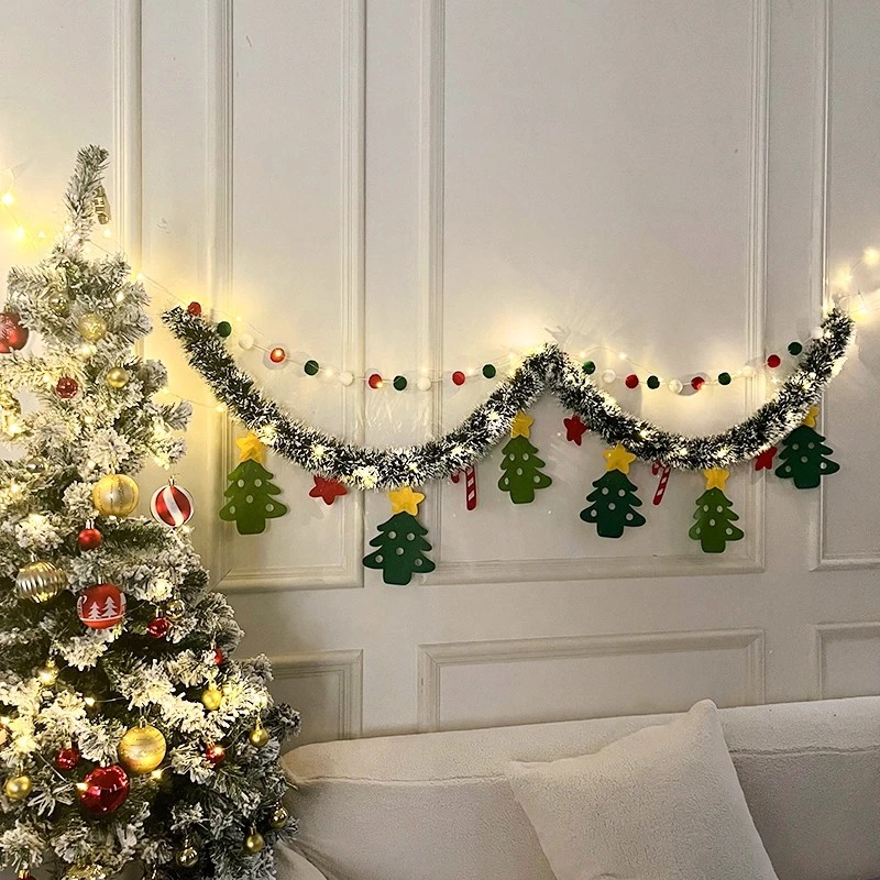 圣诞节装饰毛条拉旗彩旗氛围感新家客厅布置店铺橱窗装饰品圣诞树