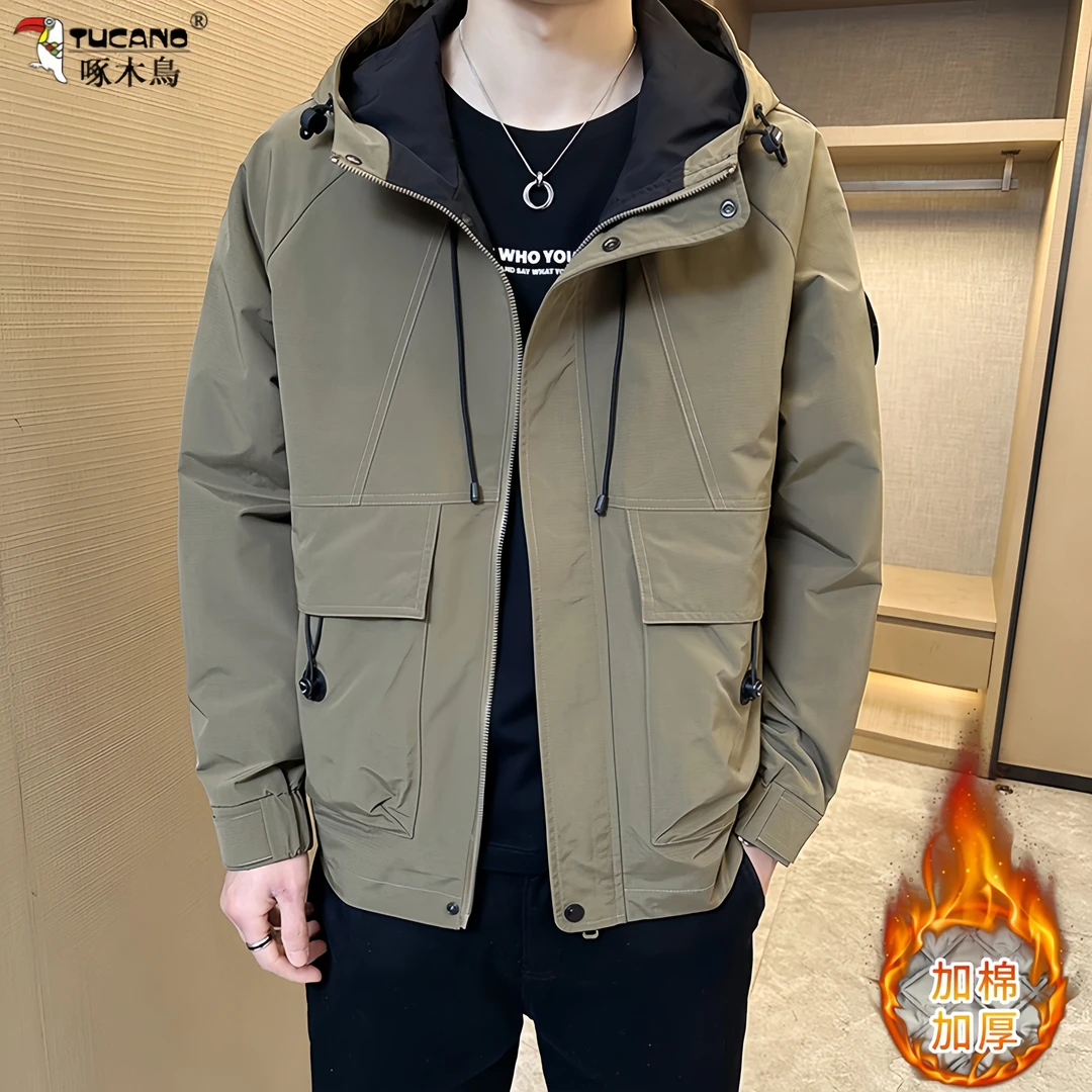 TUCANO/啄木鳥2025年秋冬季新款高级感保暖夹棉加厚连帽二棉外套