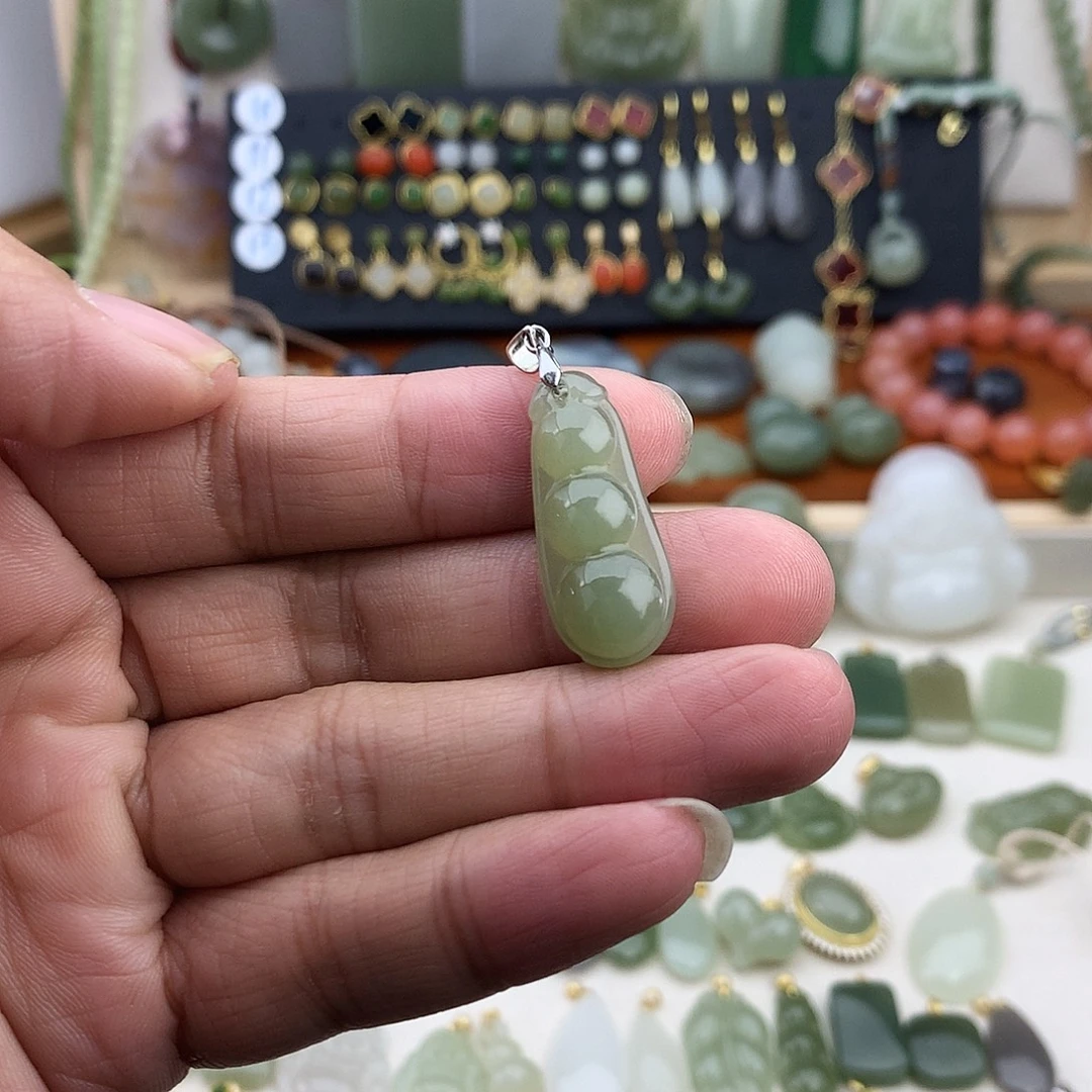 和田玉银S925镶嵌吊坠(不含链)