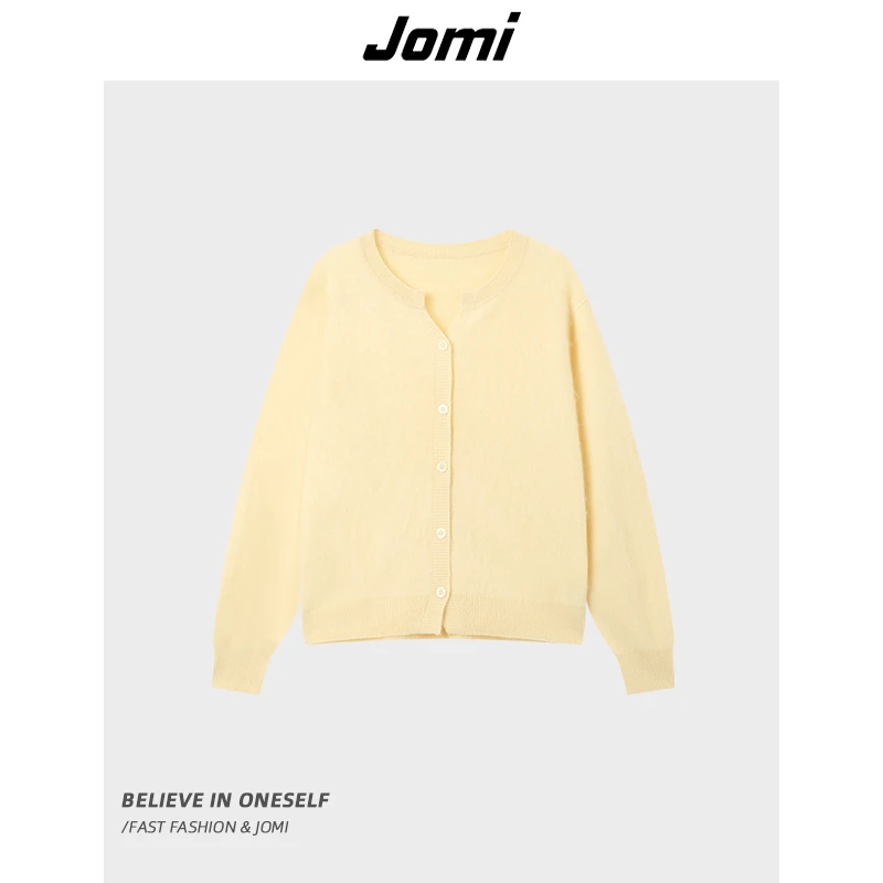 【100%拉毛工艺】JOMI绵羊毛山羊绒‘’软糯亲肤‘’女士开衫毛衣