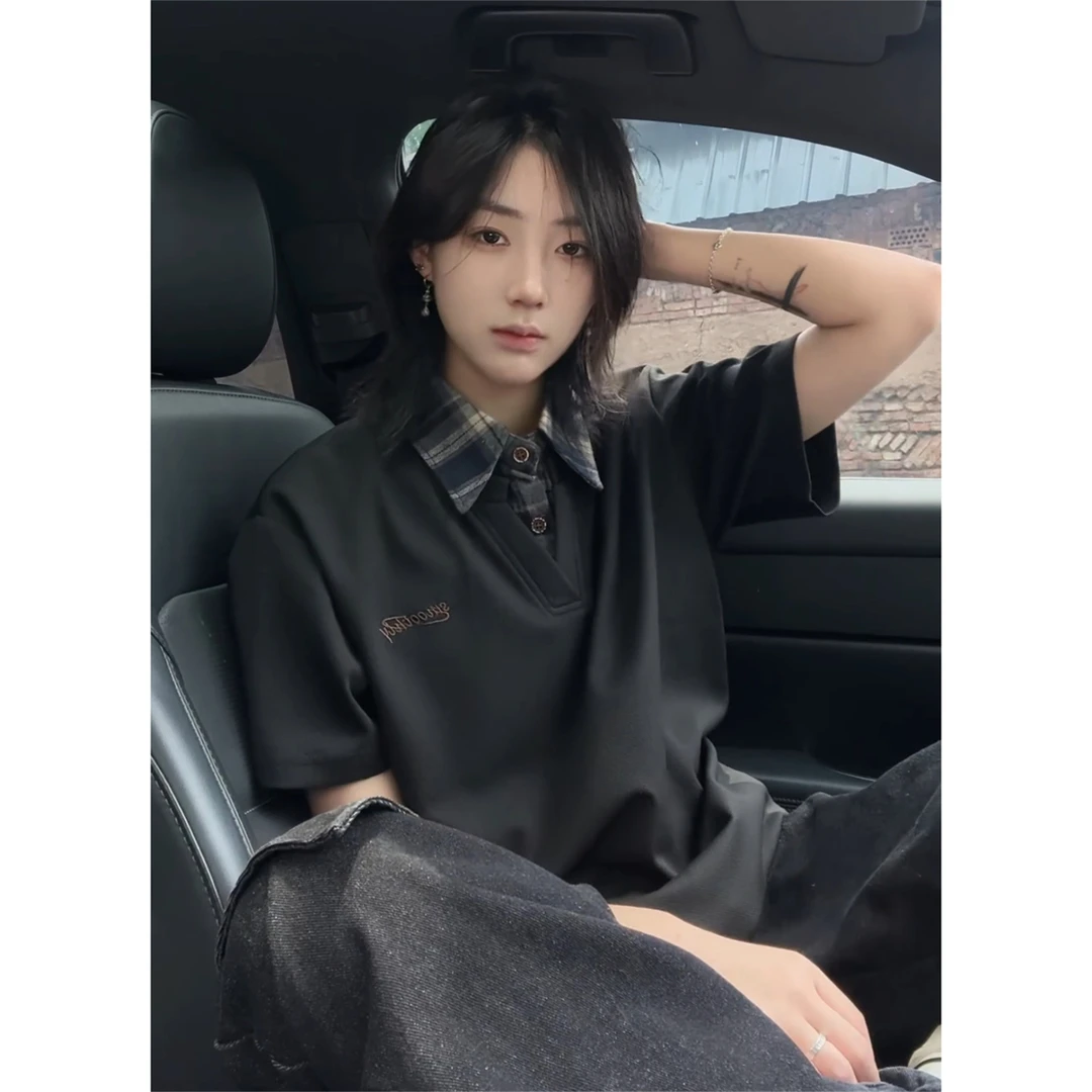 特大码300斤cleanfit复古美式假两件男女款夏季短袖t恤POLO衫上衣