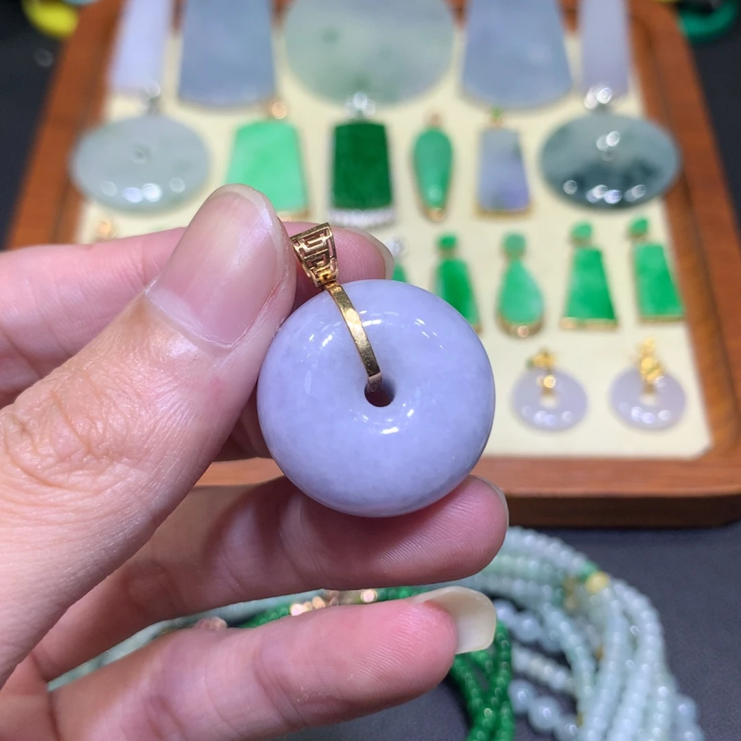 翡翠18K金镶嵌吊坠(不含链)