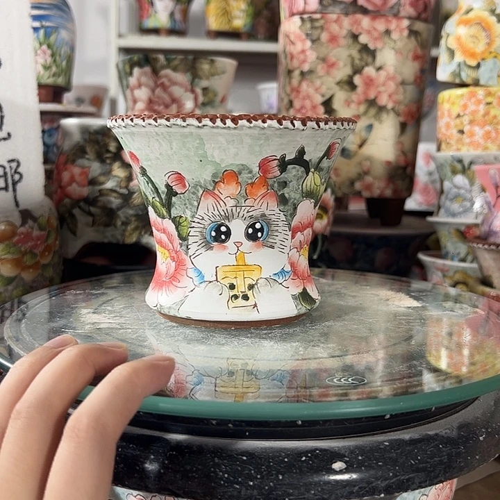 错***觉景德镇手绘花盆满38包邮偏远地区除外