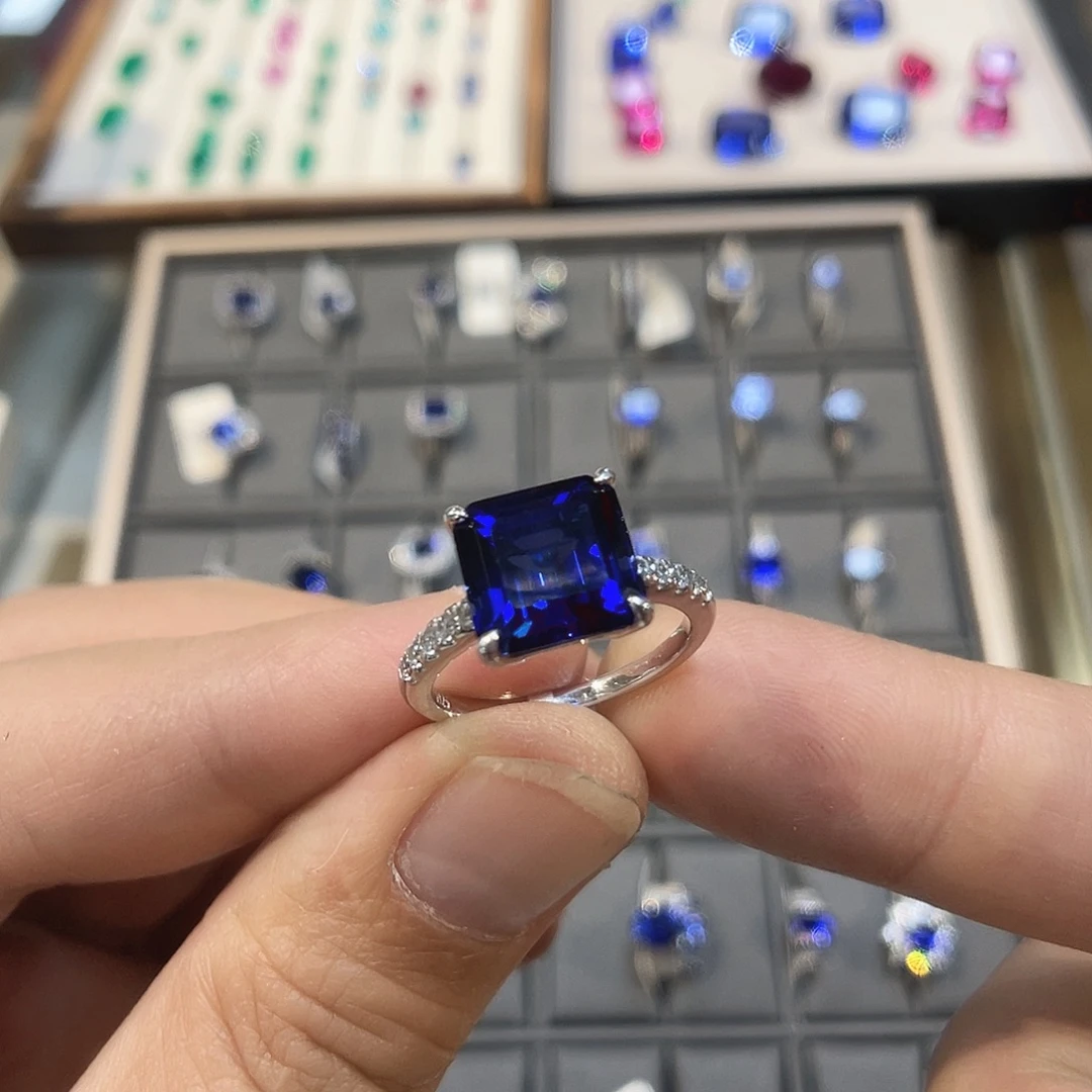 925银培育宝石实心s926银镶