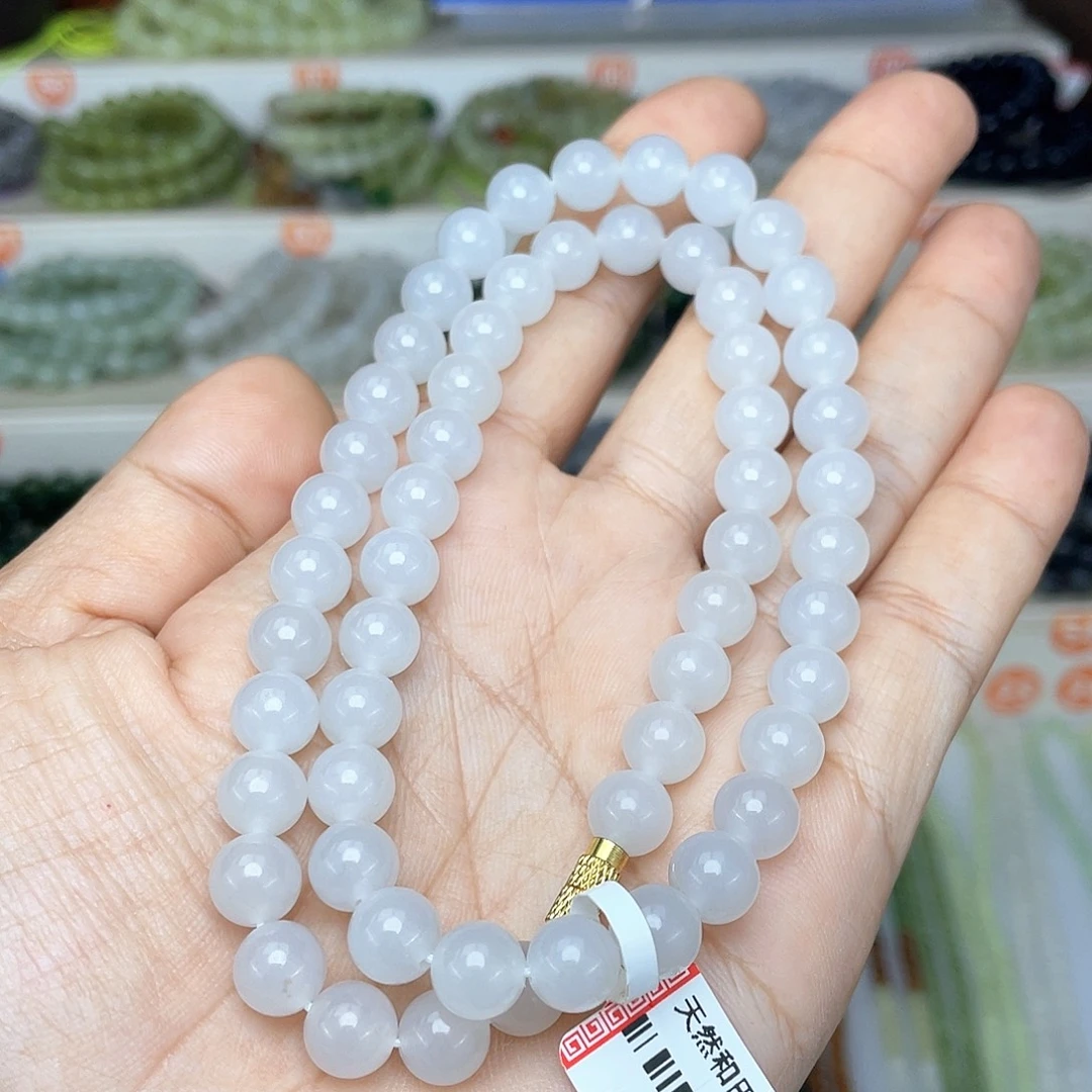 和田玉未镶嵌颈饰8mm